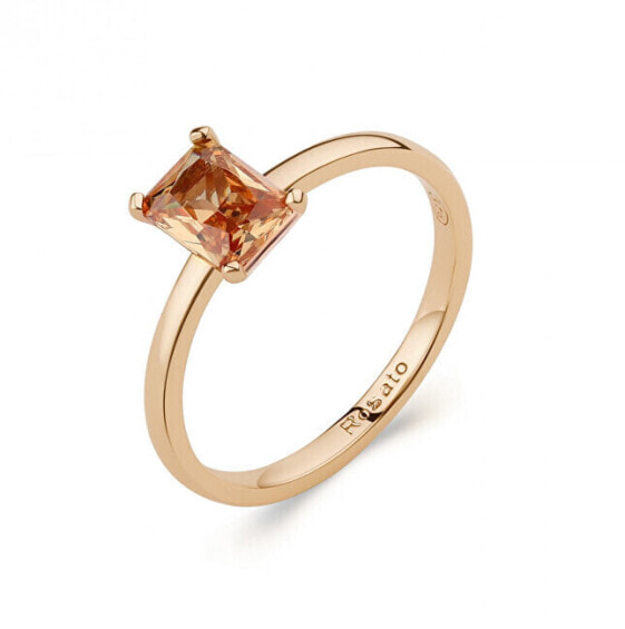 Minimalist gold-plated ring with orange zircon Allegra RZAL063
