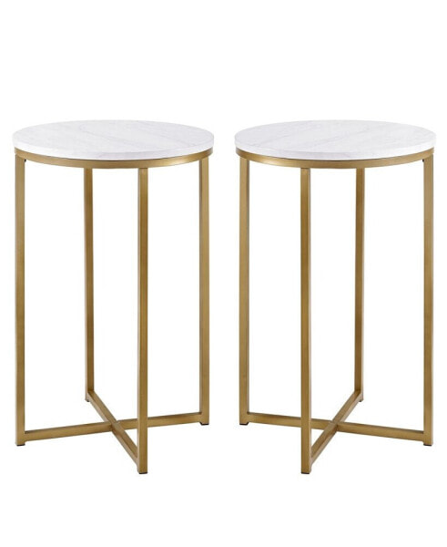 Modern Glam 2-Piece Metal-X Leg Side Table Set