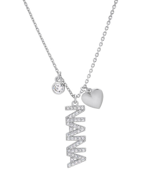 Lab Grown White Sapphire Nana Charm 18" Pendant Necklace (5/8 ct. t.w.) in Sterling Silver
