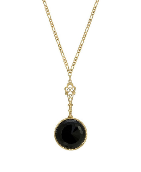 2028 acrylic Black Round Pendant Necklace