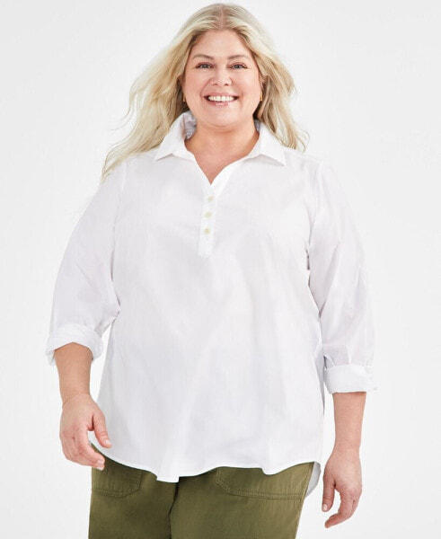 Блузка Style & Co plus Size Perfect Popover, созданная для Macy's.