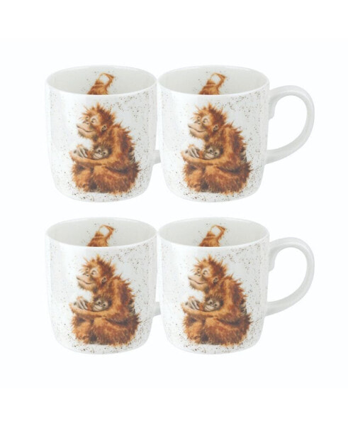 Сервированный набор чашек Wrendale Designs Orangutangle Royal Worcester Set/4