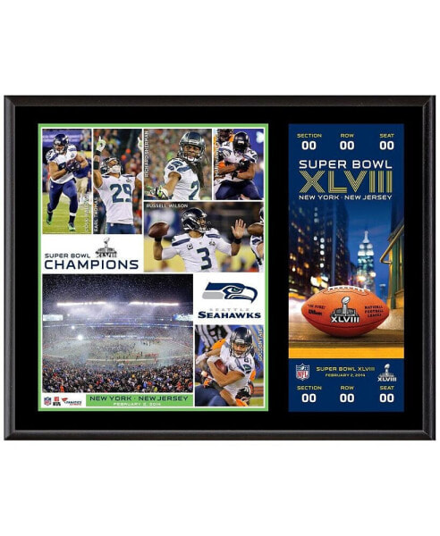 Seattle Seahawks Super Bowl XLVIII Champions 12'' x 15'' Plaque with Replica Ticket