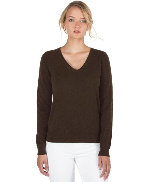 Women's 100% Pure Cashmere Long Sleeve Pullover V Neck Sweater (8160, Lime, Large )