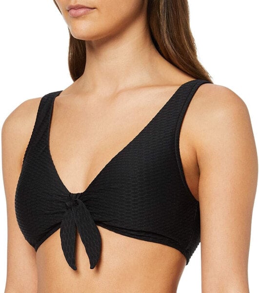 Seafolly 237317 Womens Tie Front Crop Bikini Top Swimsuit Solid Black Size 10 US