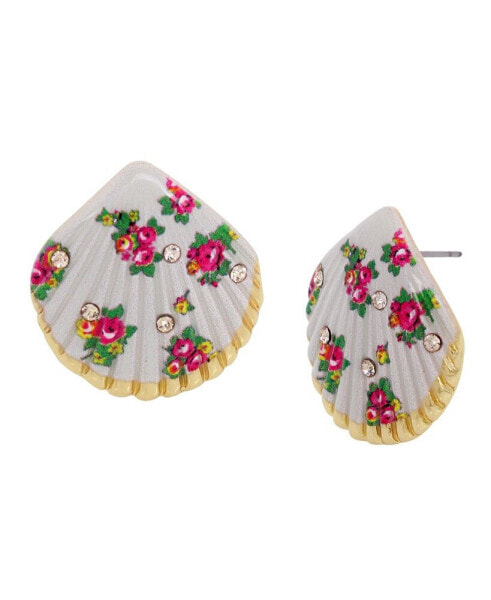 Серьги Betsey Johnson Stone Floral Shell