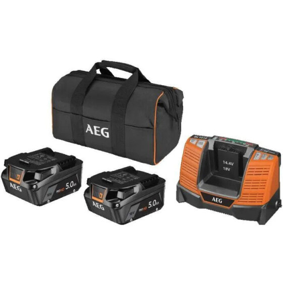 AEG - Pack 18V Ladegert + 2 Pro Lithium 18V 5 -0 Ah HIGH DEMAND Akkus - Lieferung in einer Tasche. -SETLL1850SHD