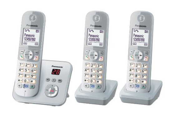 Panasonic KX-TG6823 - DECT telephone - Speakerphone - 120 entries - Caller ID - Silver - White