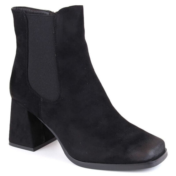 Suede ankle boots on a decorative heel Potocki W WOL193A, black