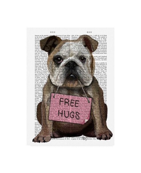 Fab Funky Bulldog, Free Hugs Canvas Art - 36.5" x 48"