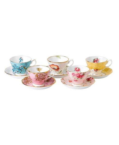 100 Years 1950-1990 5-Piece Teacup & Saucer Set