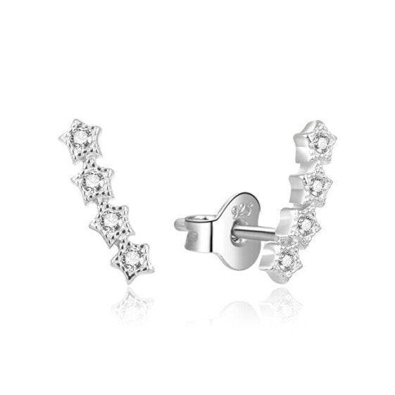 Playful longitudinal earrings with clear zircons AGUP2116L