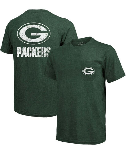 Green Bay Packers Tri-Blend Pocket T-shirt - Heathered Green