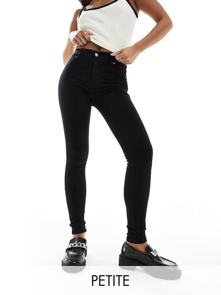 Dr Denim Petite Plenty mid waist super skinny jeans in clean black wash