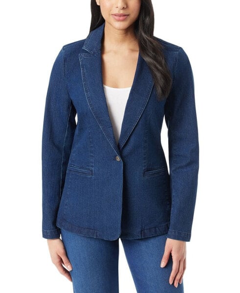 Women's Denim One-Button Blazer