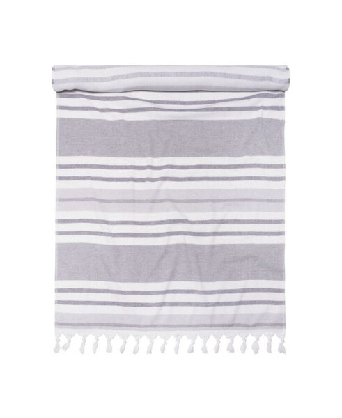 Racer Stripe Fouta Beach Towel with Tassels