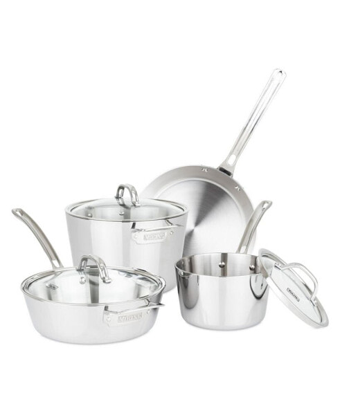 Contemporary Stainless Steel 7-Piece Cookware Set