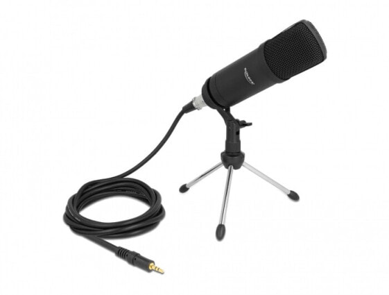 Delock Professionelles Computer Podcasting Mikrofon mit XLR Anschluss und 3 Pin Klinkenstecker + Adapterkabel für Smartphone und Tablet, PC-Mikrofon, 38 dB, 30 - 16000 Hz, 70 dB, 16 dB, 120 dB