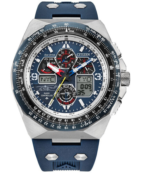 Eco-Drive Men's Chronograph Promaster Air Sikorsky Skyhawk Blue Rubber Strap Watch 46mm