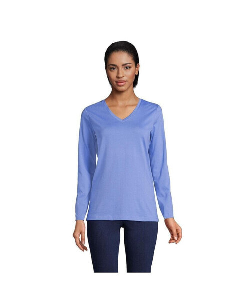 Women's Tall Relaxed Supima Cotton Long Sleeve V-Neck T-Shirt