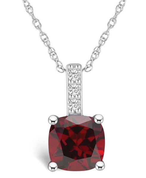Garnet (2-3/4 Ct. T.W.) and Diamond Accent Pendant Necklace in 14K White Gold