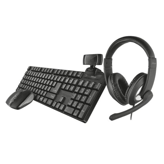 Keyboard and Mouse Trust Qoby Black QWERTY 4 Pieces