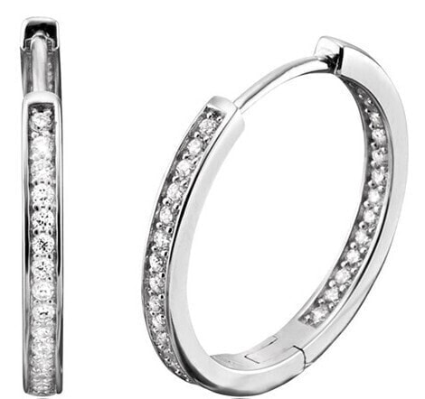 Серебряные серьги-кольца Лиза с цирконами ERE-LISA-ZI-CR