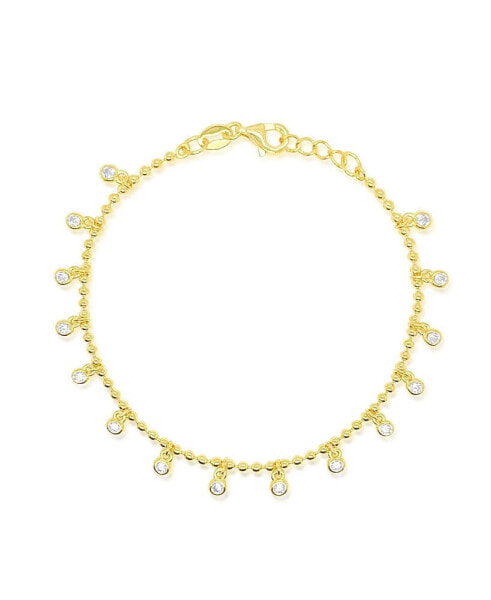 Yellow Gold Tone Spot Chain CZ Bezel Bracelet