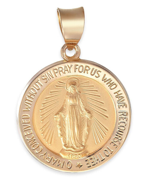 Miraculous Medal Pendant in 14k Yellow Gold