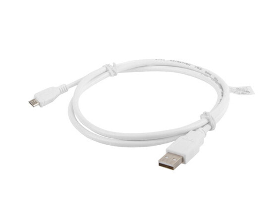 Lanberg CA-USBM-10CC-0010-W - 1 m - Micro-USB A - USB A - USB 2.0 - 480 Mbit/s - White