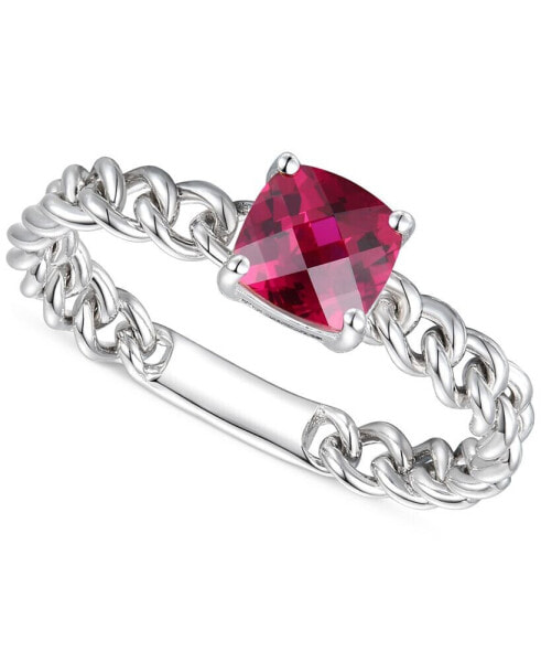 Amethyst Solitaire Chain Link Ring (7/8 ct. t.w.) in 14k Rose Gold-Plated Sterling Silver (Also in Blue Topaz, Emerald, Sapphire and Ruby)