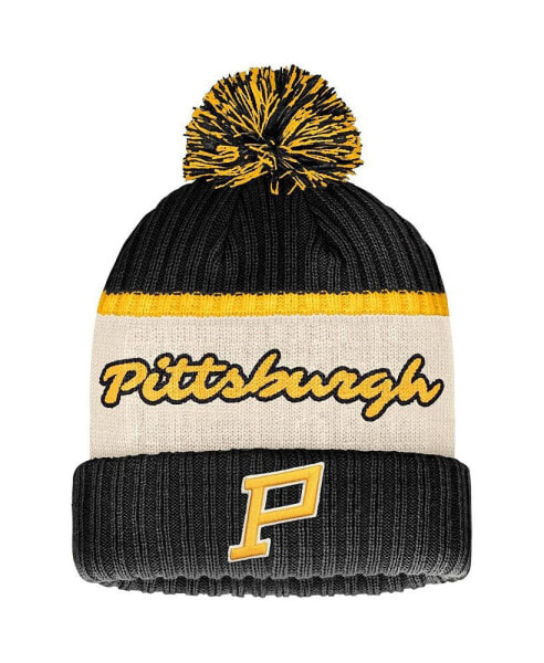 Men's Black Distressed Pittsburgh Penguins 2023 NHL Winter Classic Cuffed Knit Hat with Pom