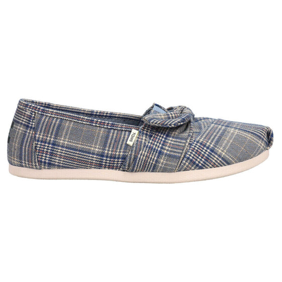 TOMS Alpargata Bow Plaid Slip On Womens Blue Flats Casual 10015650T