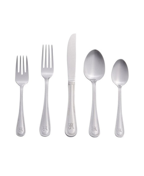 Riverridge Beaded 46 Piece Monogrammed Flatware Set - H, Service for 8