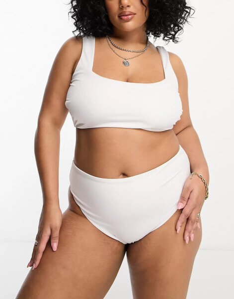 ASOS DESIGN Curve mix and match square neck crop bikini top in white