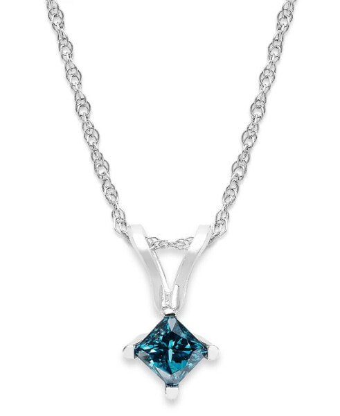 10k White Gold Blue Diamond Pendant Necklace (1/5 ct. t.w.)