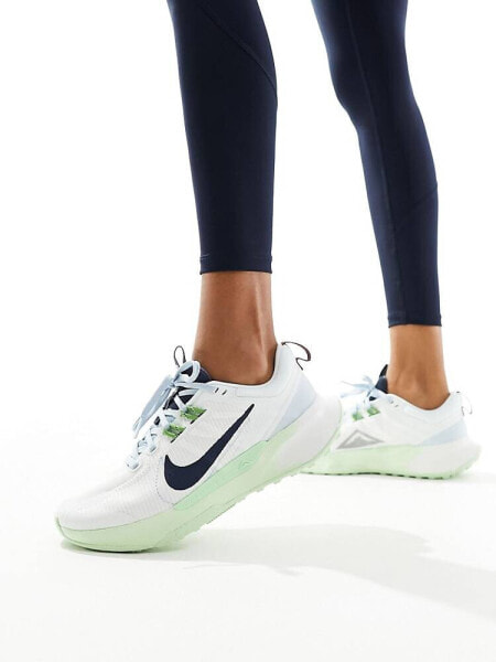 Nike Running Juniper Trail 2 NN trainers in white and green