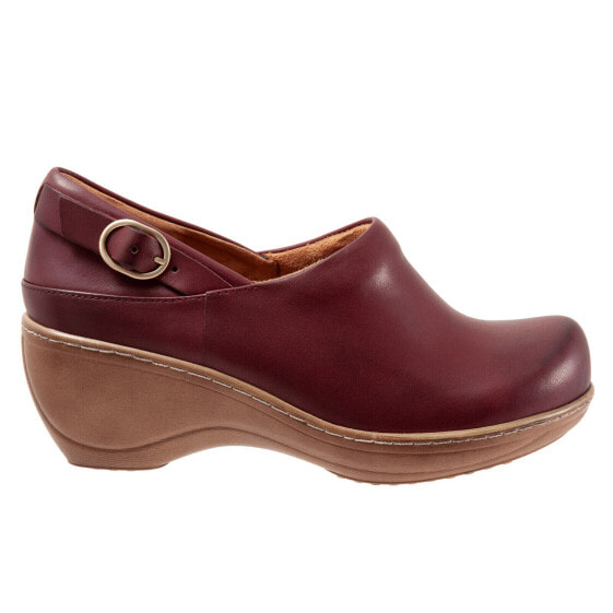 Softwalk Minna S2253-641 Womens Burgundy Narrow Leather Clog Flats Shoes