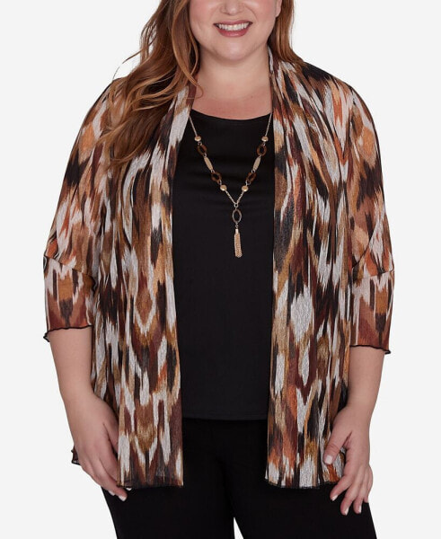 Plus Size Rue Rivoli Two in One Mesh Top with Detachable Necklace