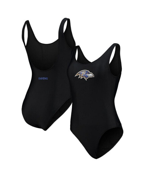 Women's Black Baltimore Ravens Making Waves One-Piece Swimsuit