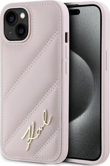 Karl Lagerfeld Karl Lagerfeld KLHCP15SPQDSMGP iPhone 15 / 14 / 13 6.1" różowy/pink hardcase Diagonal Quilted Script