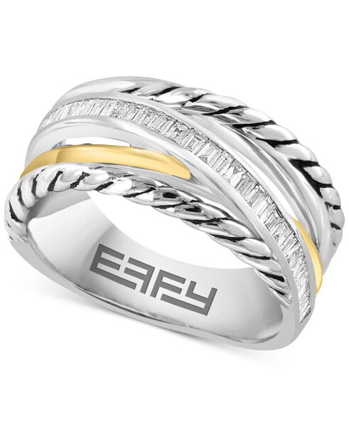 EFFY® Diamond Baguette Crossover Ring (1/5 ct. t.w.) in Sterling Silver & 14k Gold-Plate