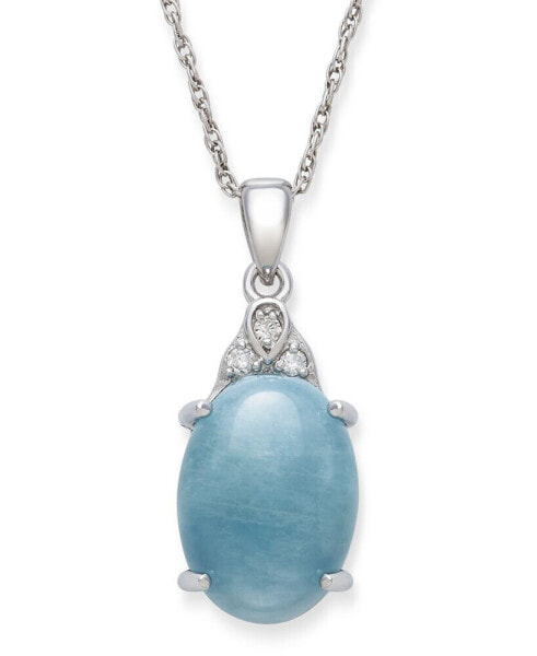 Macy's milky Aquamarine and Diamond Accent 18” Pendant Necklace in Sterling Silver