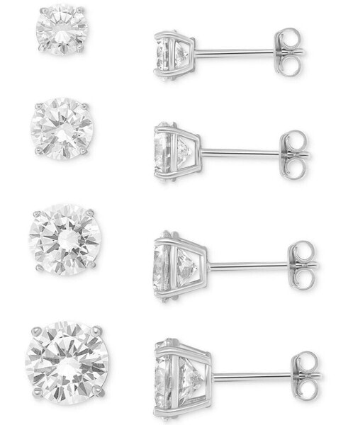 4-Pc. Set Cubic Zirconia Graduated Solitaire Stud Earrings in Sterling Silver, Created for Macy's