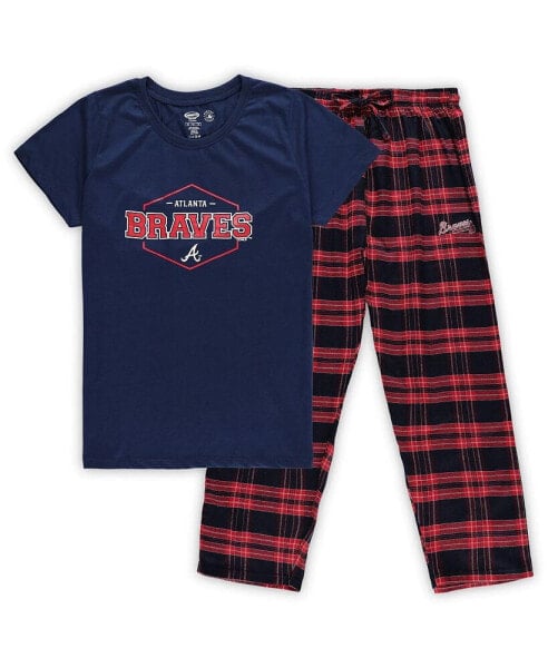 Women's Navy, Red Atlanta Braves Plus Size Badge Sleep Set