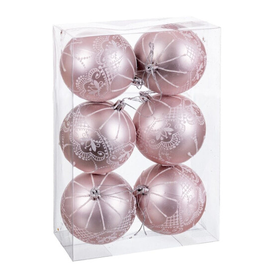 Елочные шарики розового цвета из пластика Shico 8 см (6 штук)