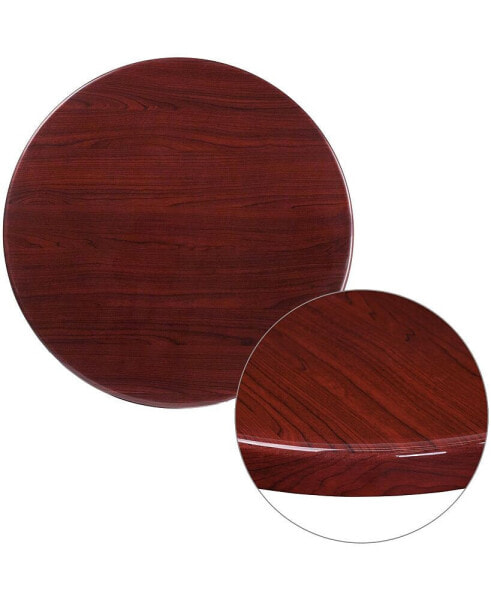 30" Round High-Gloss Resin Table Top With 2" Thick Drop-Lip