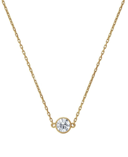 De Beers Forevermark diamond Bezel Pendant Necklace (1/10 ct. t.w.) in 14k White or Yellow Gold, 16" + 2" extender