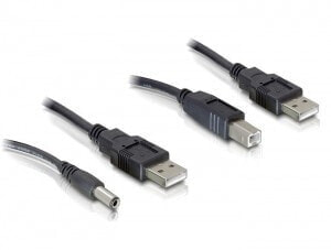 Delock Cableset 2x USB-A / DC + USB-B - 0.3 m - USB A - USB B - Black
