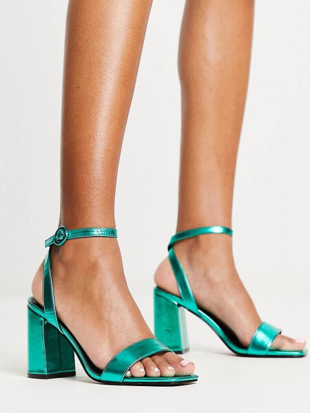 Туфли на каблуке RAID – Wink – сандалии в сине-зеленом металлике с блочным каблуком